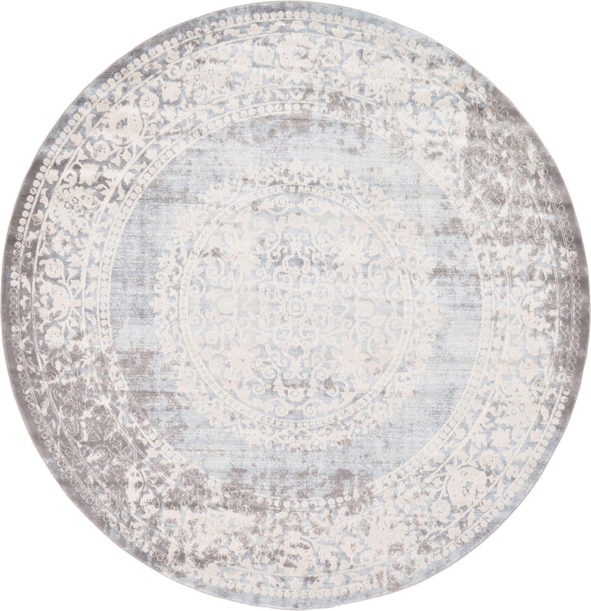 Rustic Charm Revival Collection Area Rug -  Meadowland Round Light Blue  lifestyle 17