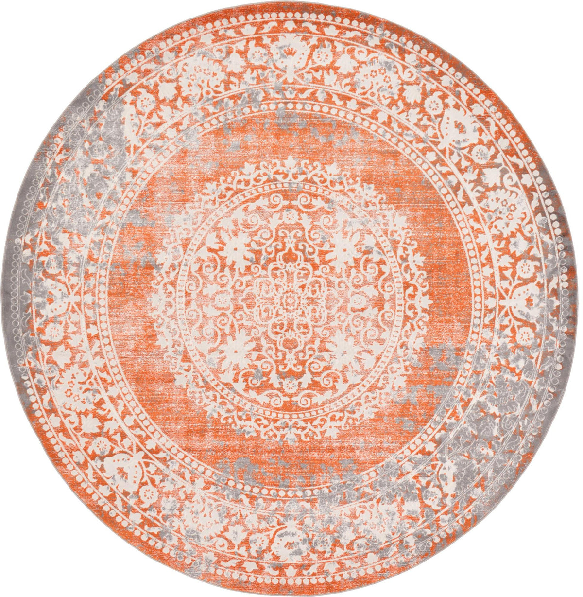 Rustic Charm Revival Collection Area Rug -  Meadowland Round Terracotta  lifestyle 101