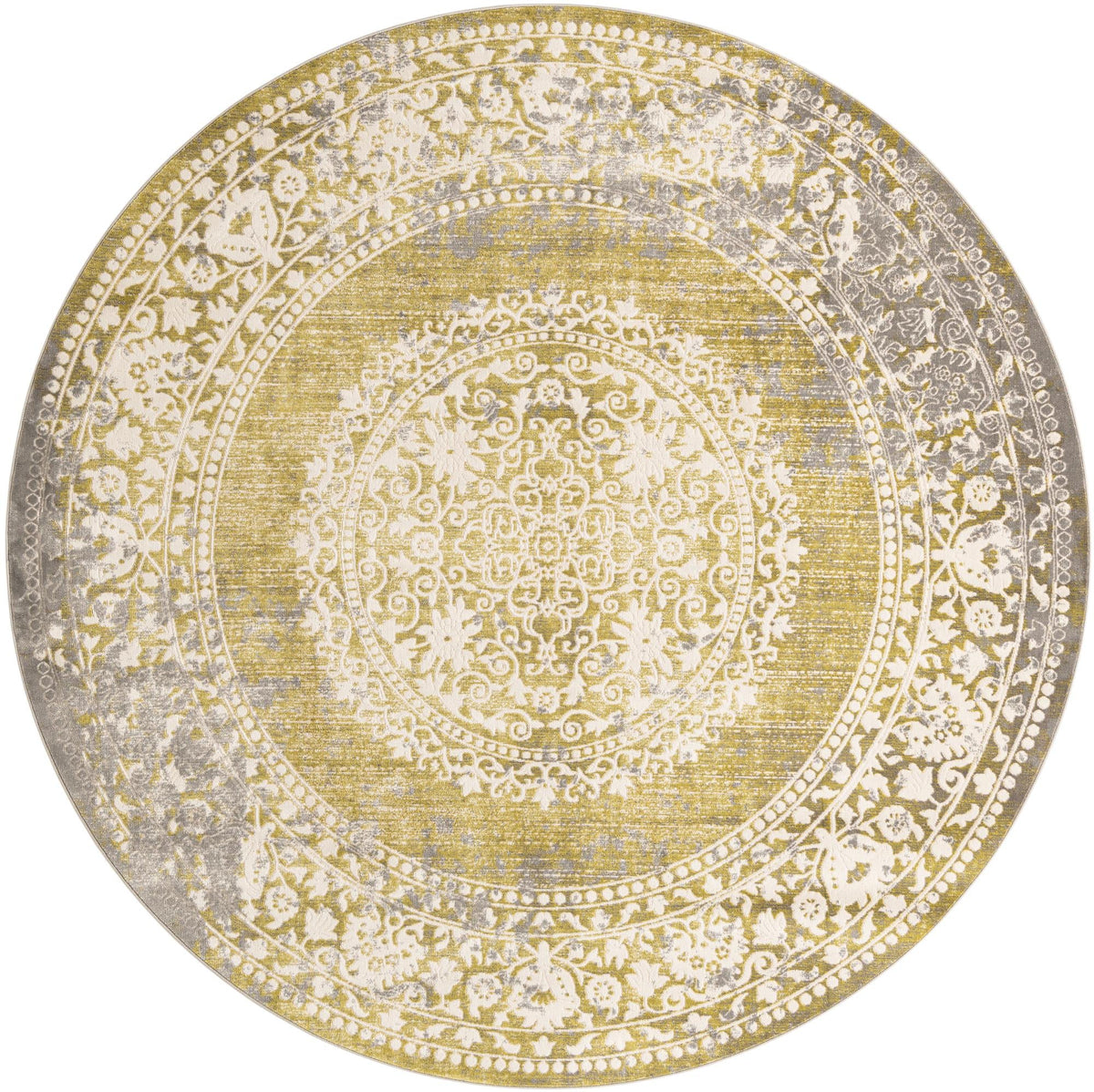 Rustic Charm Revival Collection Area Rug -  Meadowland Round Light Green  lifestyle 104