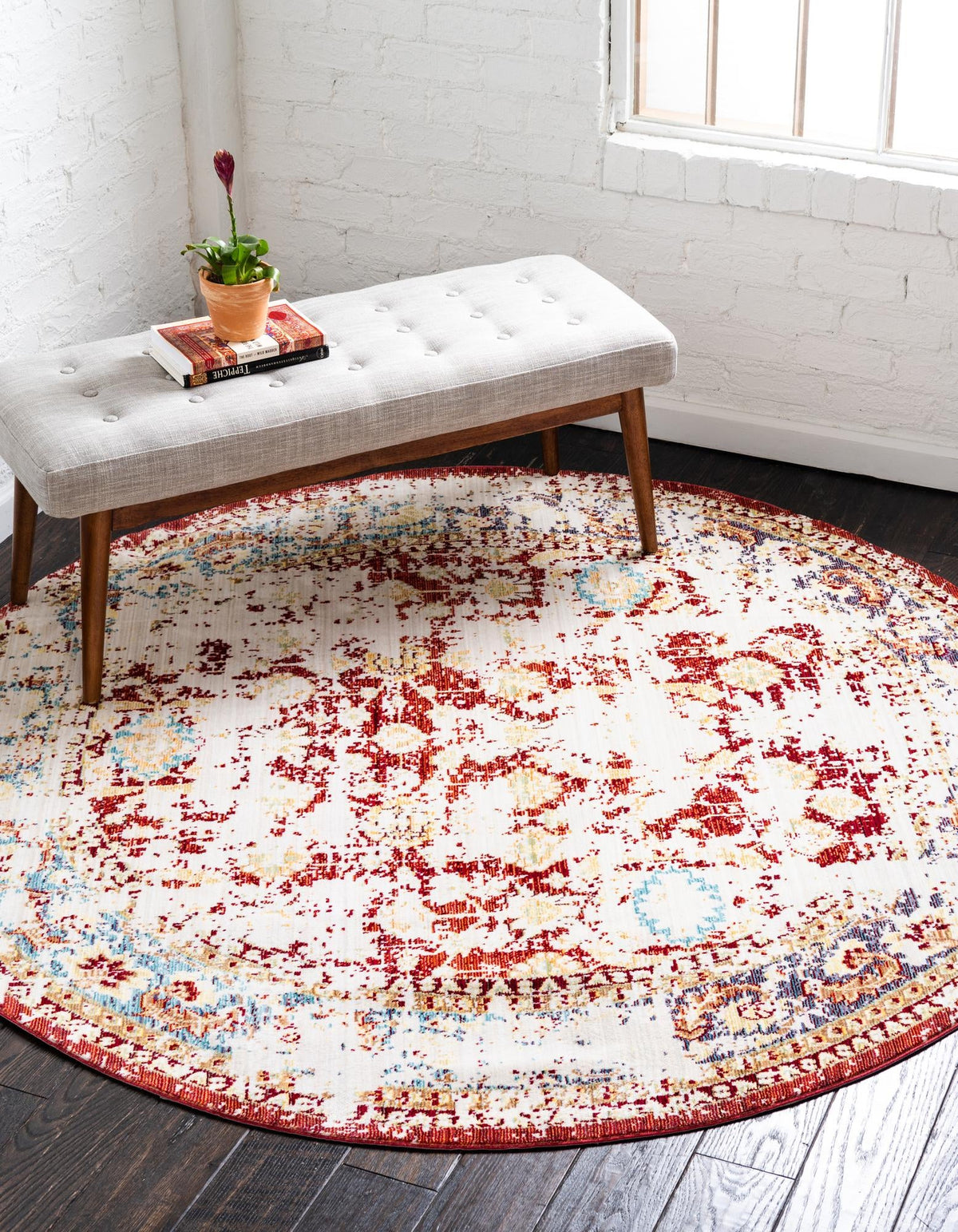 Lagoon Luxe Collection Area Rug -  Sanddune Round Red  lifestyle 15