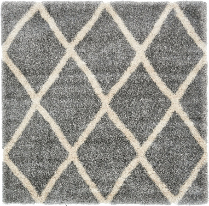 Opulent Lattice Plush Collection Area Rug - Versailles Square Gray  lifestyle 26