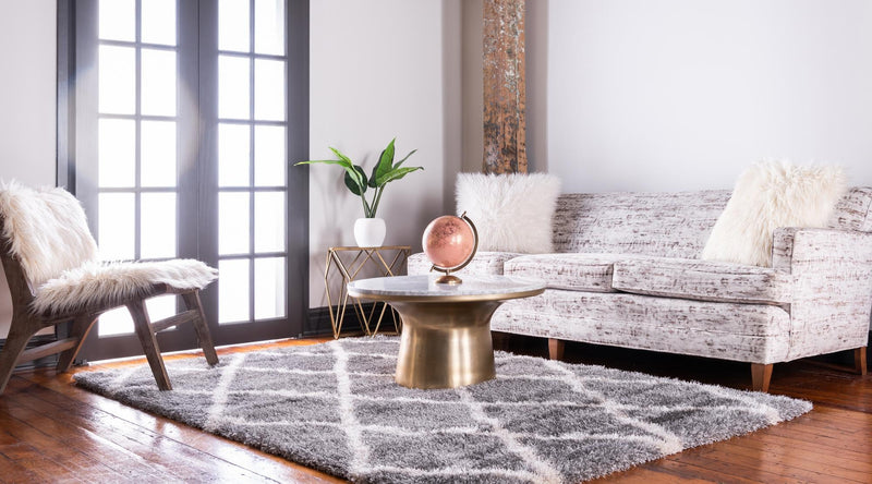 Opulent Lattice Plush Collection Area Rug - Versailles Rectangle Gray  lifestyle 8