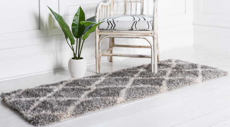 Opulent Lattice Plush Collection Area Rug - Versailles Runner Gray  lifestyle 29