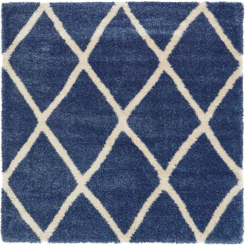 Opulent Lattice Plush Collection Area Rug - Versailles Square Navy Blue  lifestyle 41