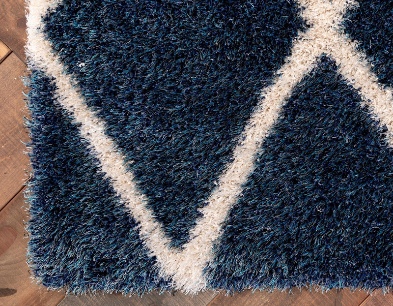 Opulent Lattice Plush Collection Area Rug - Versailles Rectangle Navy Blue  lifestyle 30