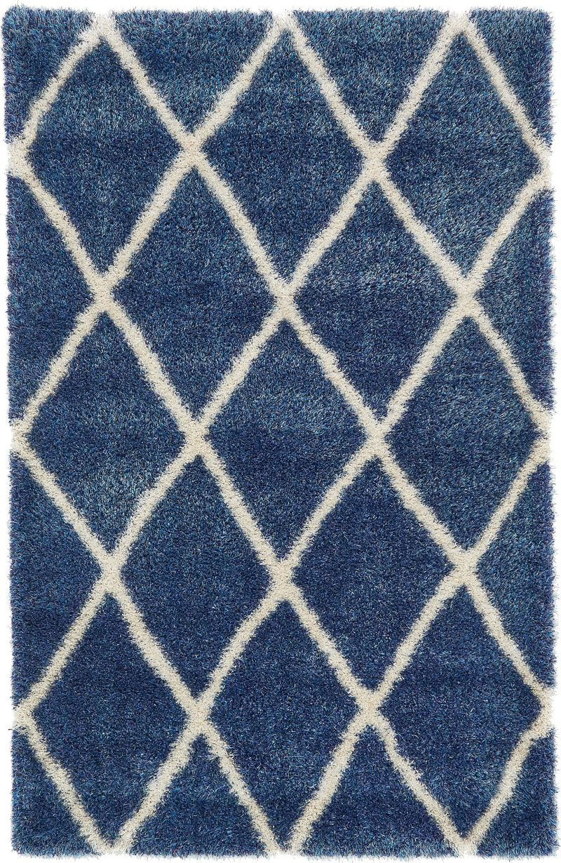 Opulent Lattice Plush Collection Area Rug - Versailles Rectangle Navy Blue  lifestyle 9