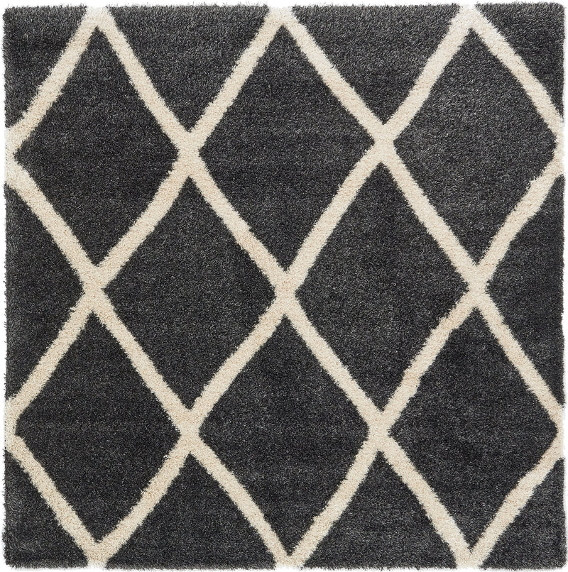 Opulent Lattice Plush Collection Area Rug - Versailles Square Black  lifestyle 40