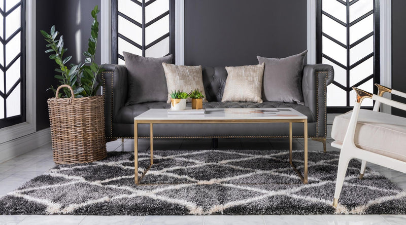 Opulent Lattice Plush Collection Area Rug - Versailles Rectangle Black  lifestyle 12