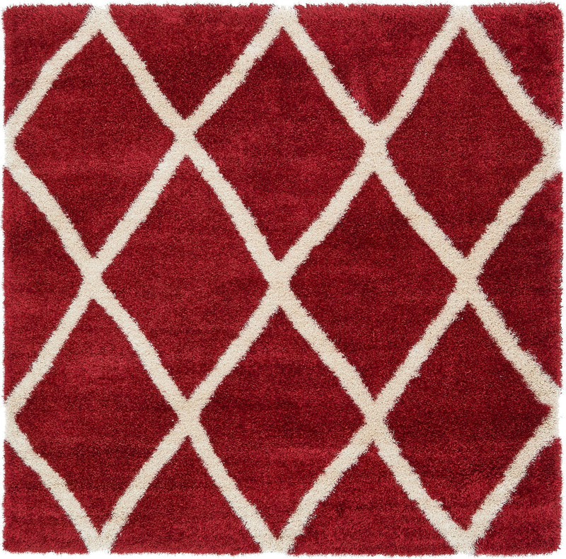 Opulent Lattice Plush Collection Area Rug - Versailles Square Burgundy  lifestyle 37