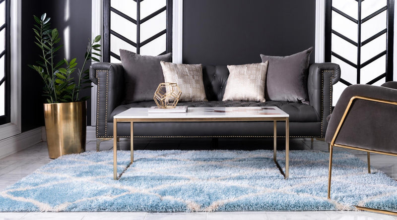 Opulent Lattice Plush Collection Area Rug - Versailles Rectangle Light Blue  lifestyle 10