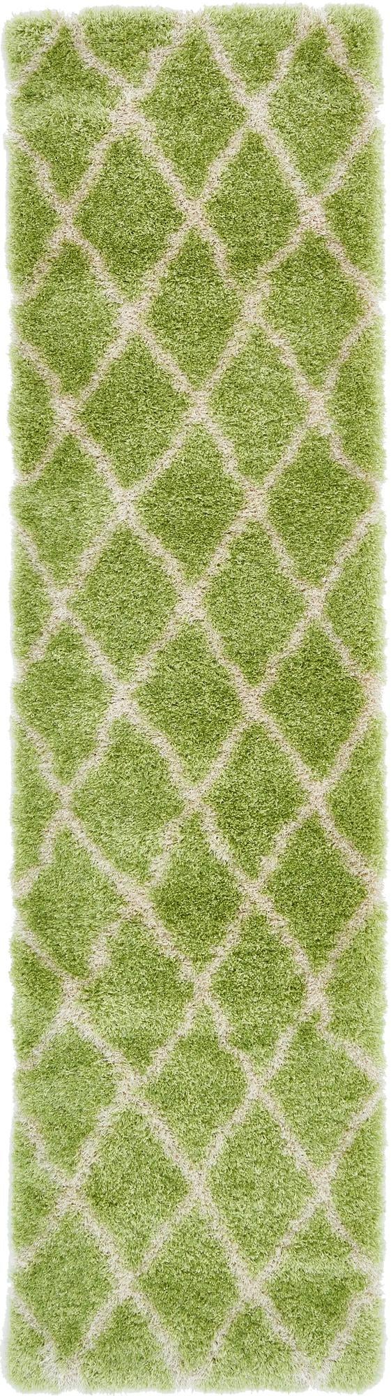 Opulent Lattice Plush Collection Area Rug - Versailles Runner Light Green  lifestyle 44