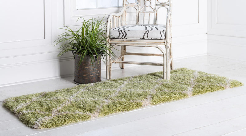 Opulent Lattice Plush Collection Area Rug - Versailles Runner Light Green  lifestyle 56