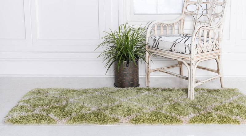 Opulent Lattice Plush Collection Area Rug - Versailles Runner Light Green  lifestyle 67