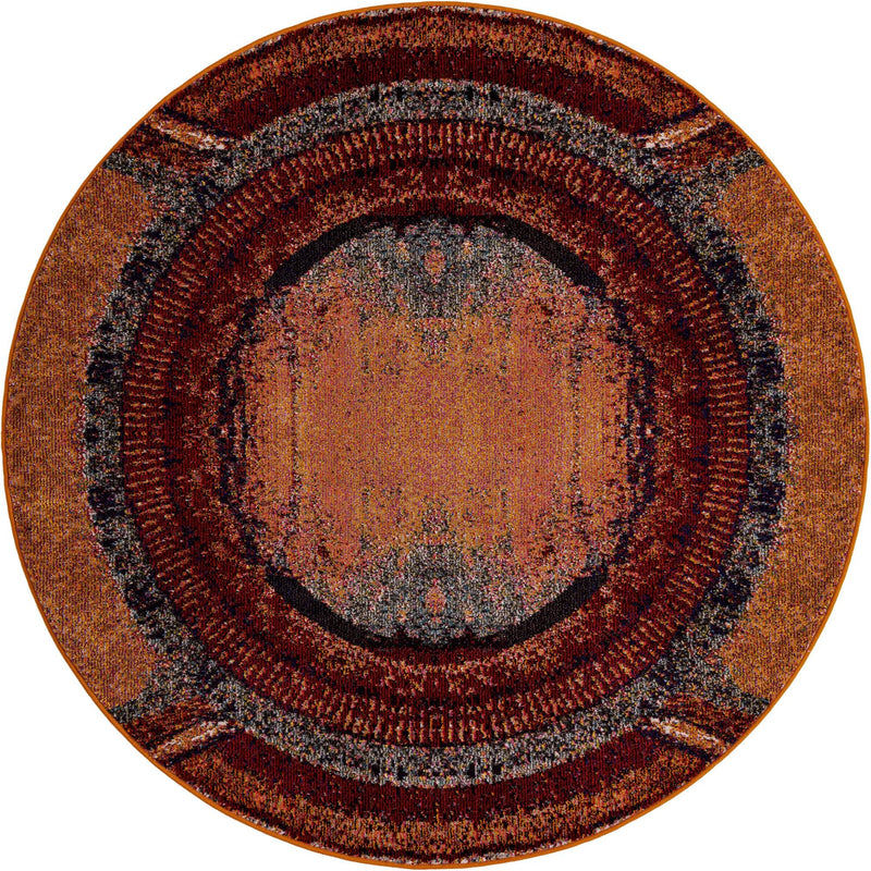 Marrakesh Elegance Collection Area Rug -  Sijilmasa Round Orange  lifestyle 29