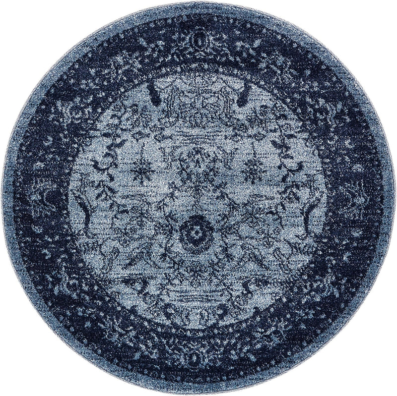Horizon Collection Area Rug -  Apex (Blue) Round Blue  lifestyle 20