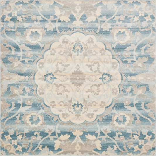Heritage Retreat Collection Area Rug -  Castle Square Blue Main