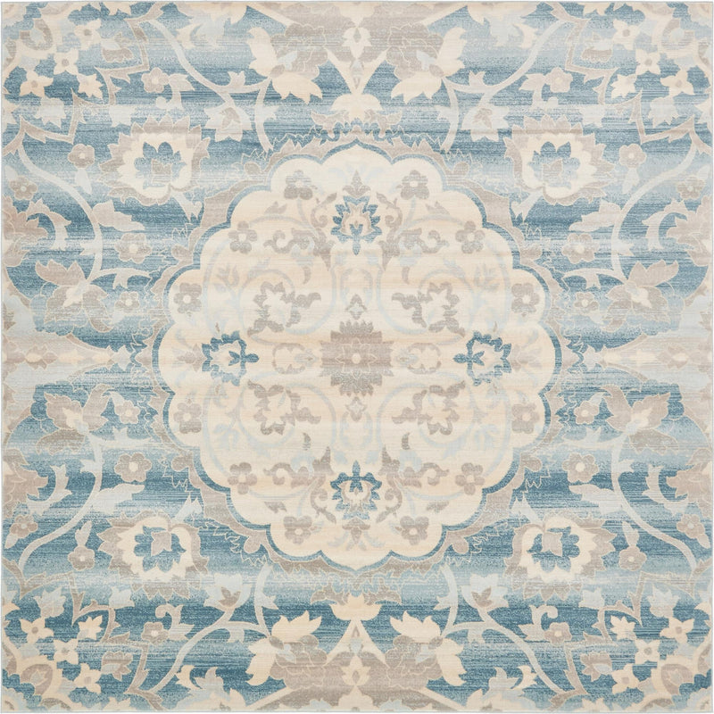 Heritage Retreat Collection Area Rug -  Castle Square Blue Main