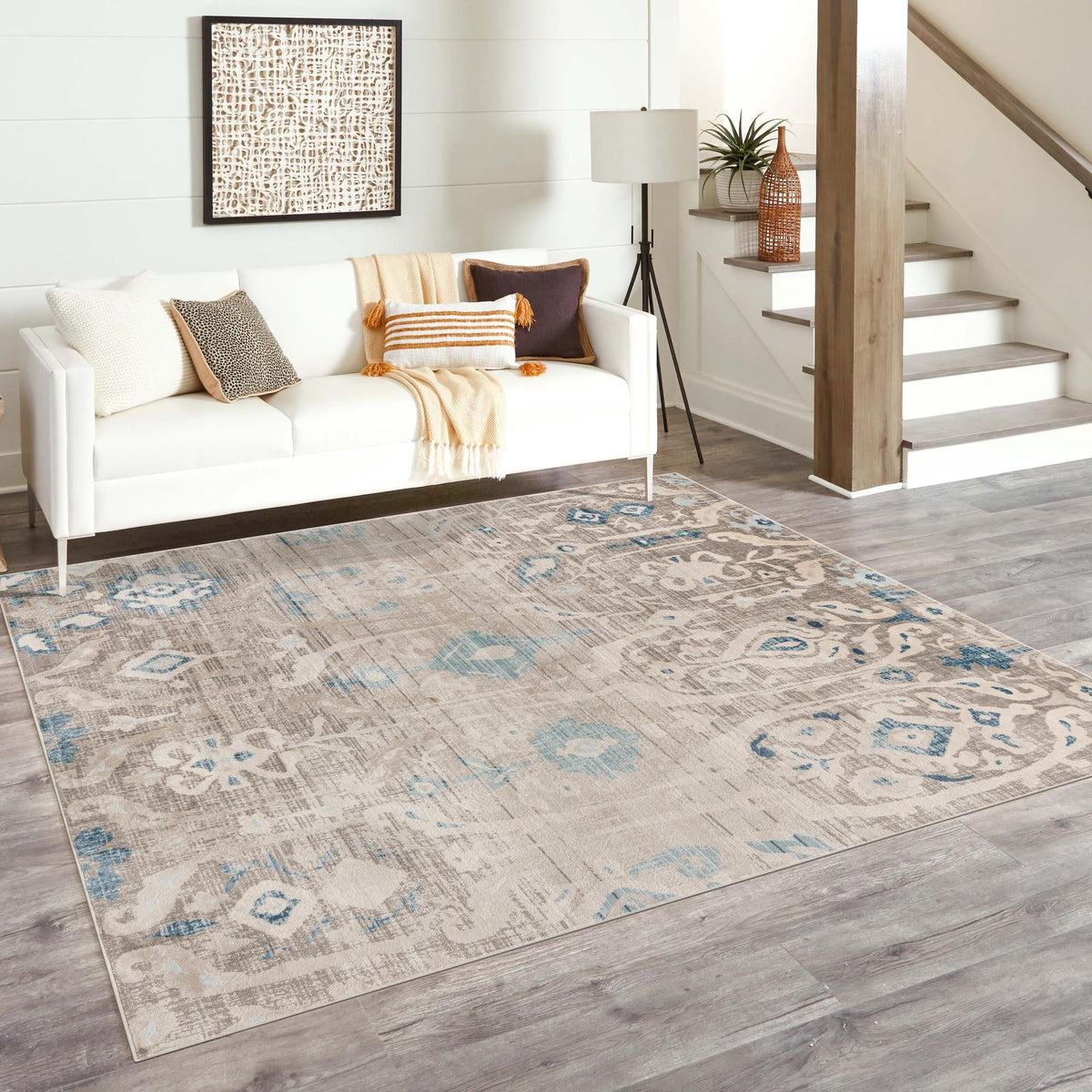 Heritage Retreat Collection Area Rug -  Chalet Square Dark Gray  lifestyle 15