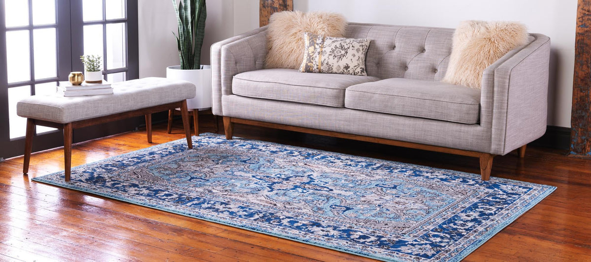 Antique Tapestry Collection Area Rug -  Windsor Rectangle Blue  lifestyle 10