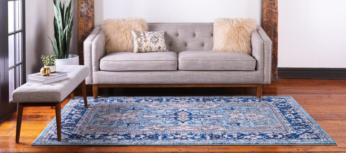 Antique Tapestry Collection Area Rug -  Windsor Rectangle Blue  lifestyle 13