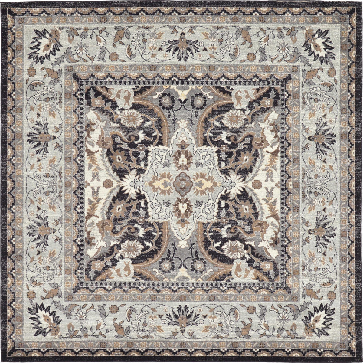 Antique Tapestry Collection Area Rug -  Windsor Square Charcoal Gray  lifestyle 56