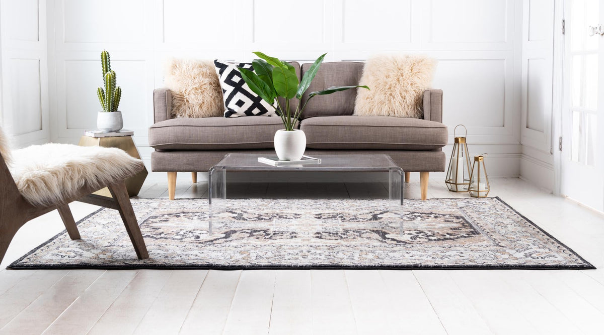 Antique Tapestry Collection Area Rug -  Windsor Rectangle Charcoal  lifestyle 25
