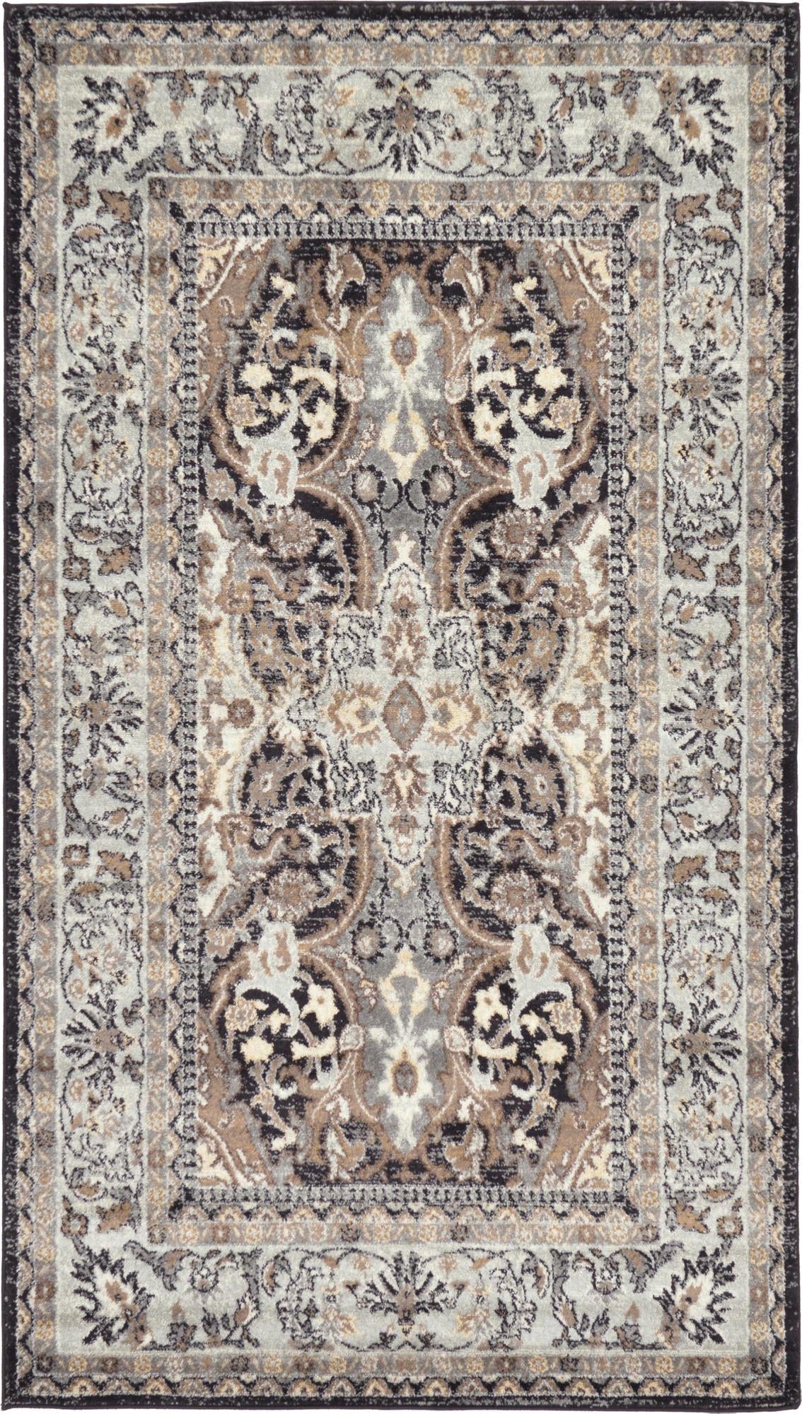 Antique Tapestry Collection Area Rug -  Windsor Rectangle Charcoal Gray  lifestyle 8
