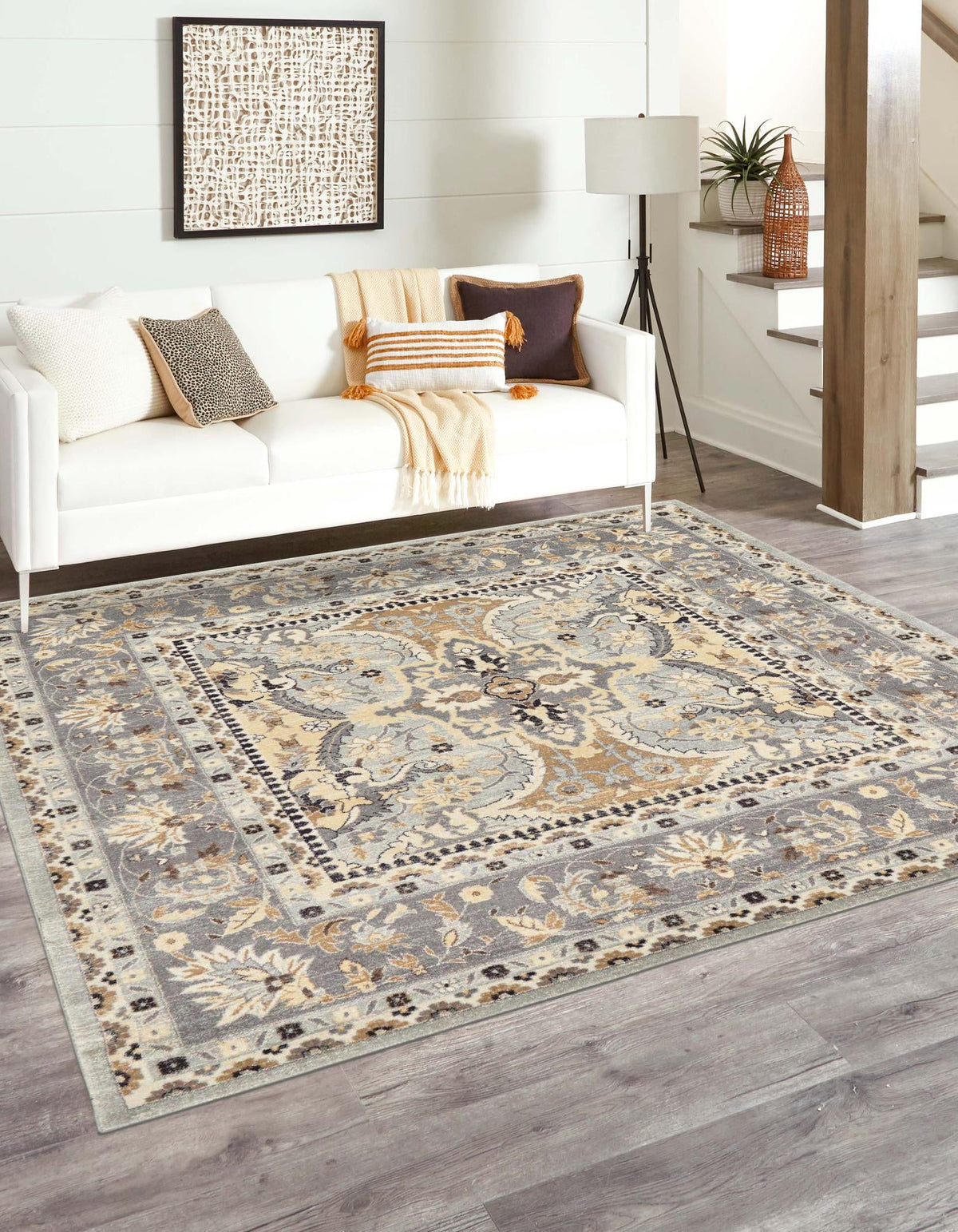 Antique Tapestry Collection Area Rug -  Windsor Square Silver  lifestyle 35