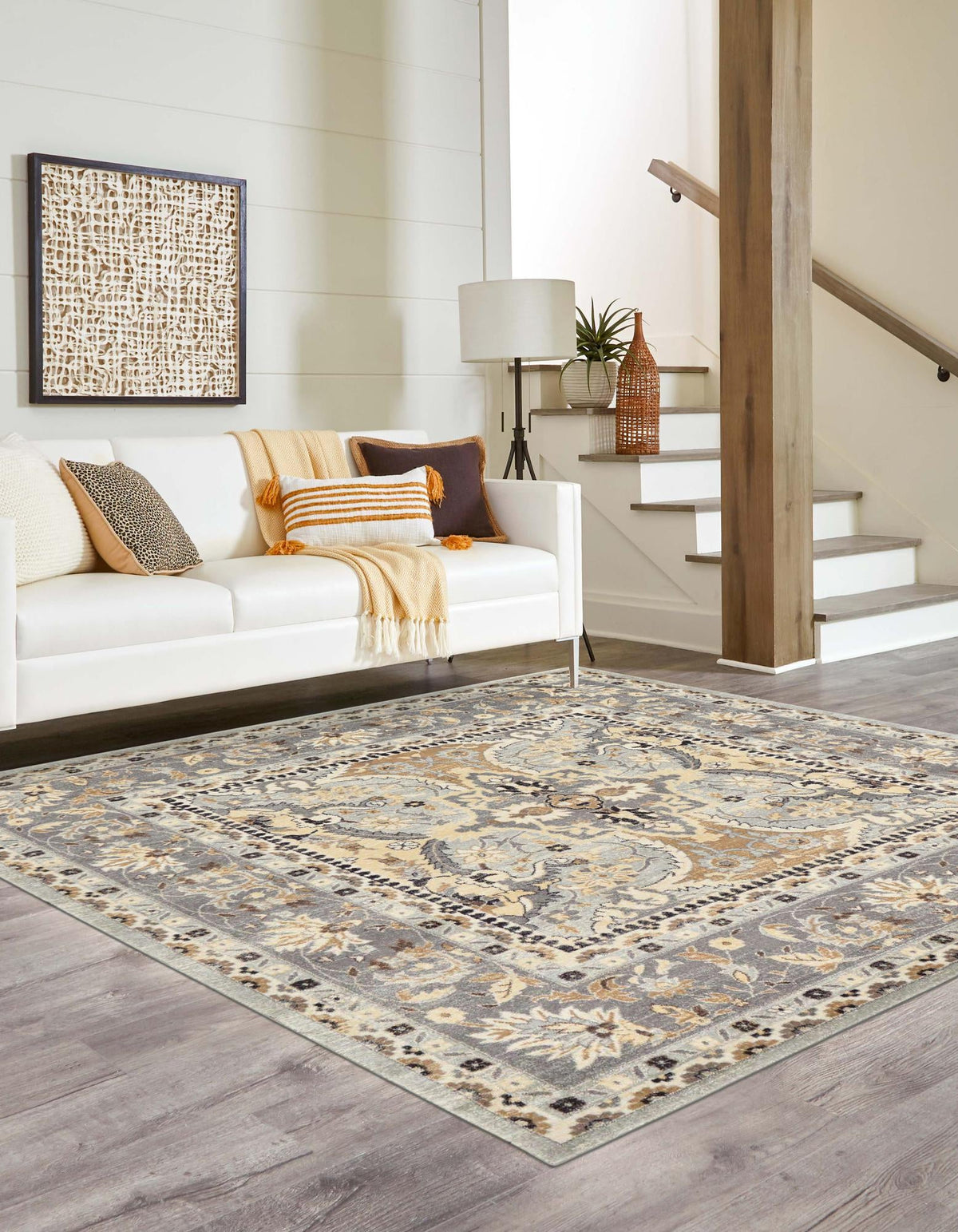 Antique Tapestry Collection Area Rug -  Windsor Square Silver  lifestyle 38