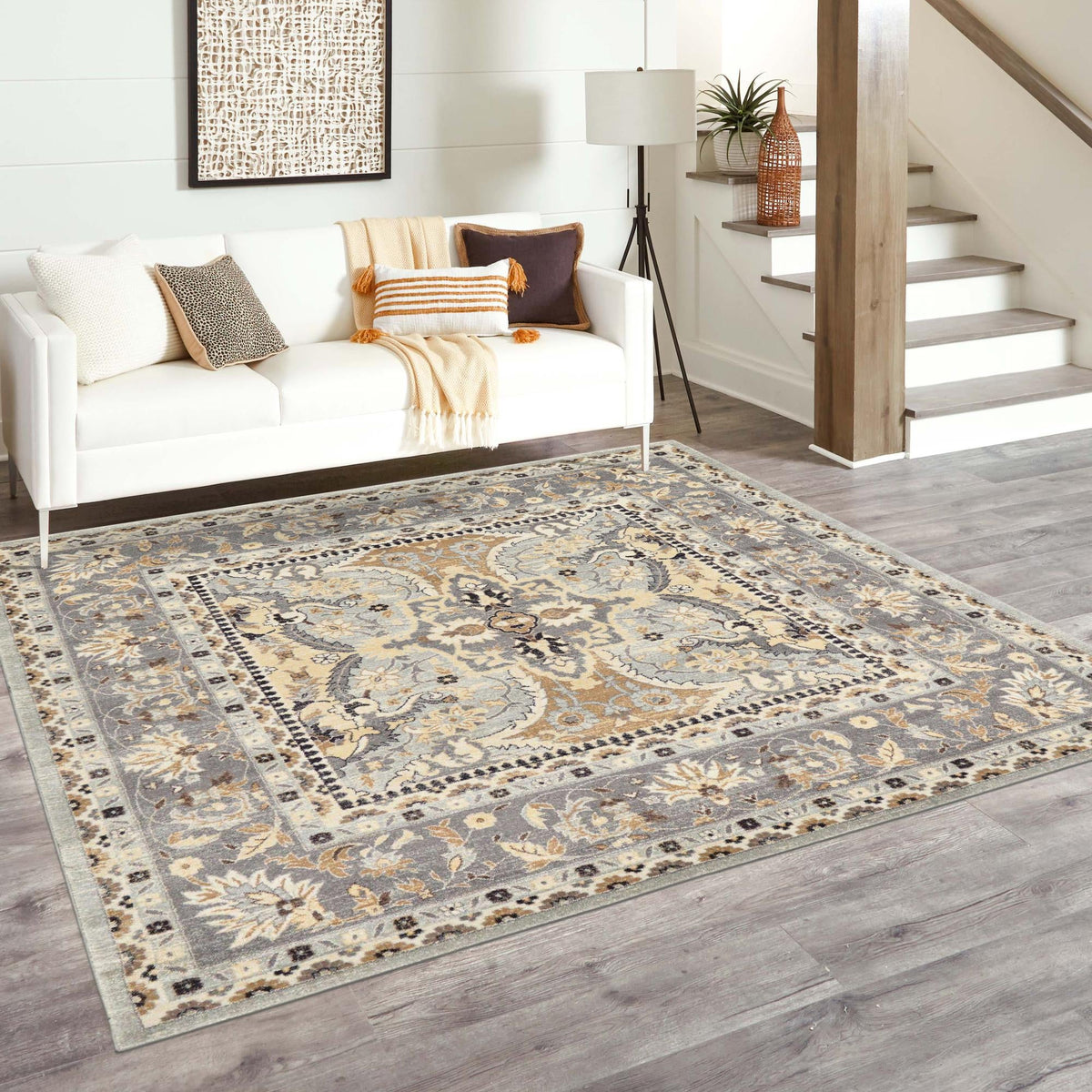 Antique Tapestry Collection Area Rug -  Windsor Square Silver  lifestyle 52