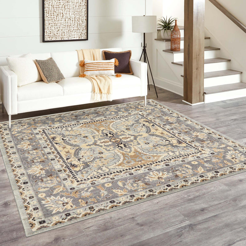 Antique Tapestry Collection Area Rug -  Windsor Square Silver  lifestyle 52