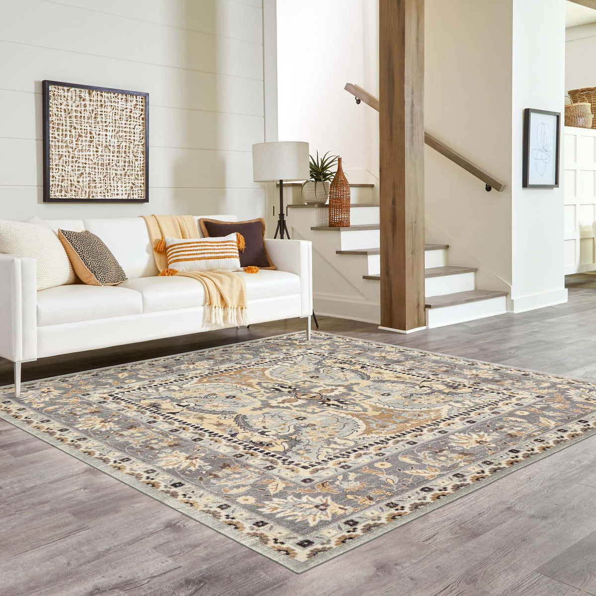 Antique Tapestry Collection Area Rug -  Windsor Square Silver  lifestyle 54