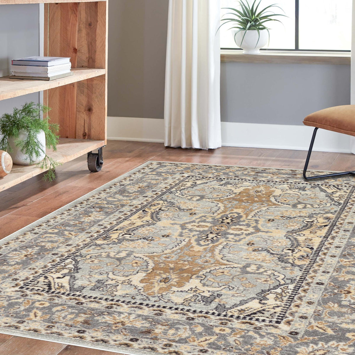 Antique Tapestry Collection Area Rug -  Windsor Rectangle Silver  lifestyle 28