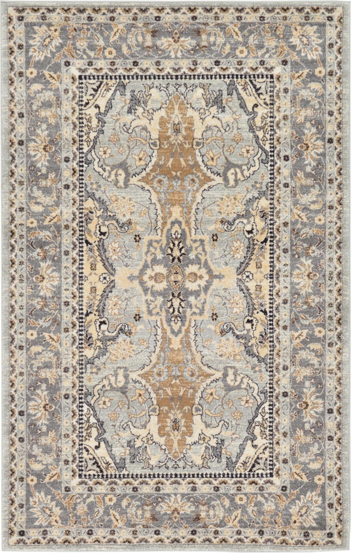 Antique Tapestry Collection Area Rug -  Windsor Rectangle Silver  lifestyle 2