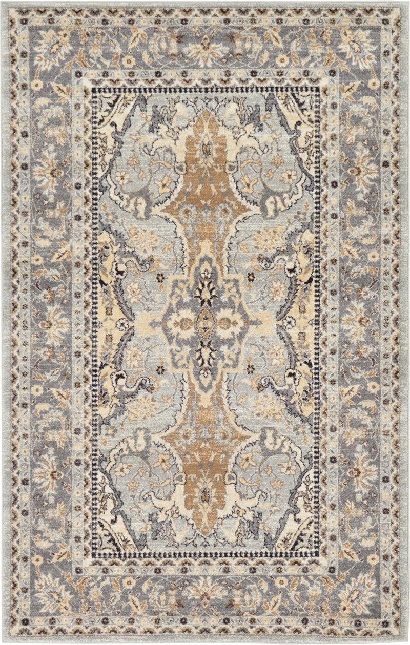 Antique Tapestry Collection Area Rug -  Windsor Rectangle Silver  lifestyle 2