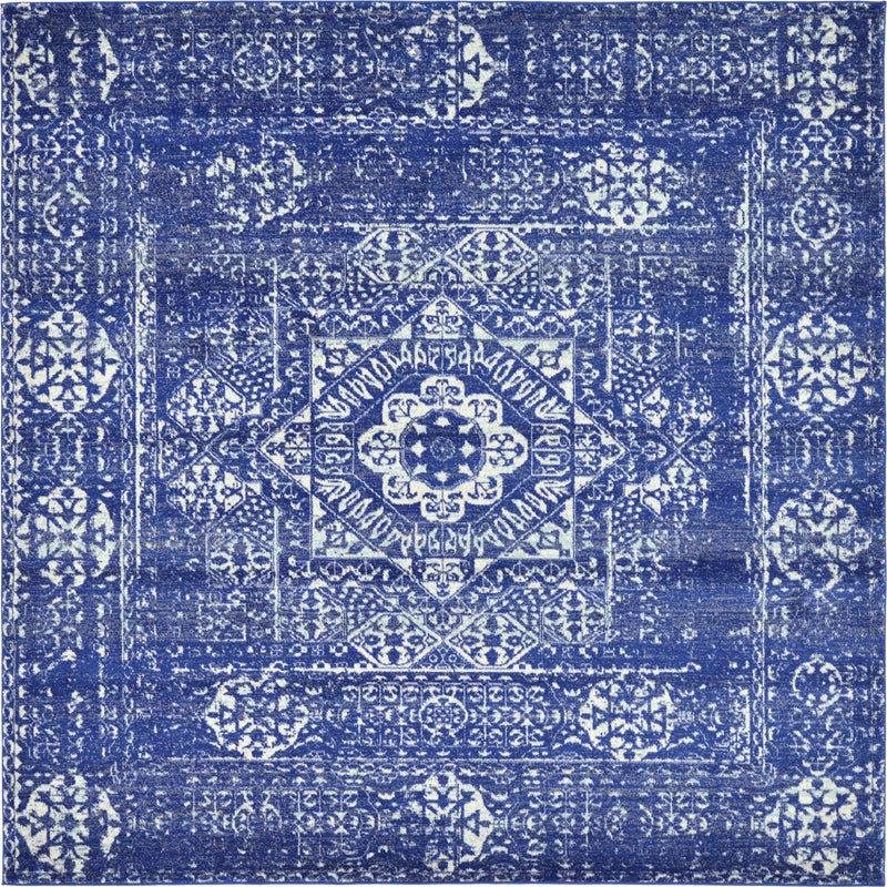 Antique Tapestry Collection Area Rug -  Chantilly Square Royal Blue  lifestyle 54