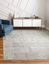 Antique Tapestry Collection Area Rug -  Chantilly Square Silver  lifestyle 59