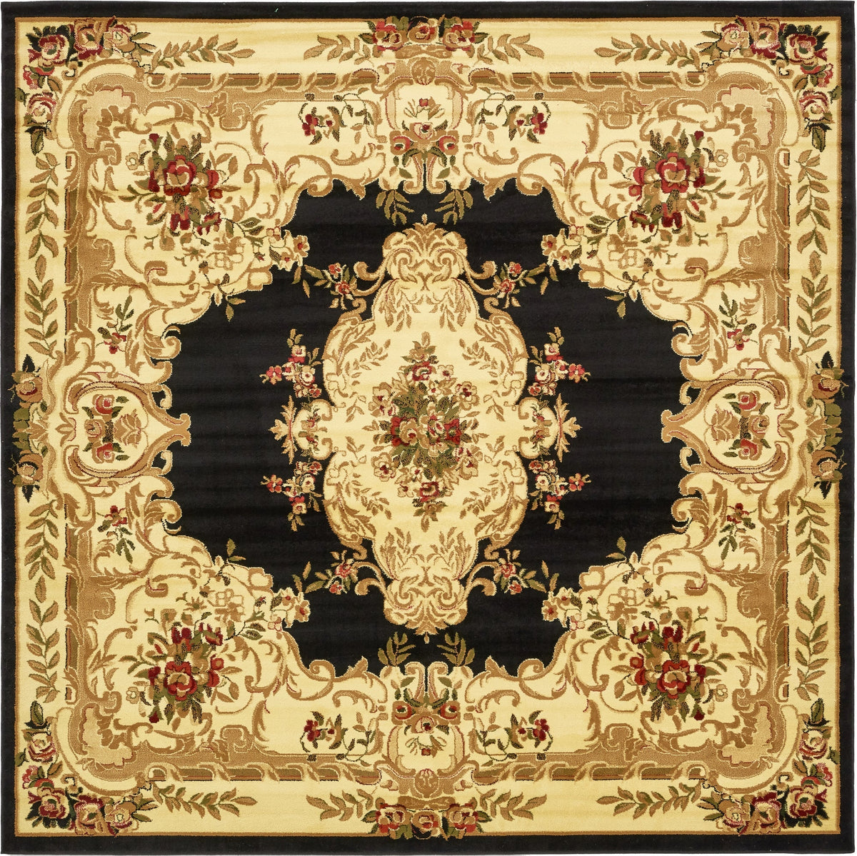 Versailles Elegance Collection Area Rug -  Vincennes Square Black  lifestyle 38