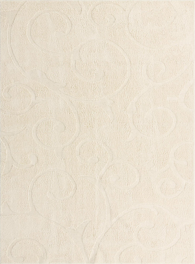 Botanical Bliss Shag Collection Area Rug - Blossomdale Rectangle Ivory Main