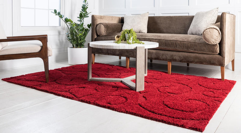 Botanical Bliss Shag Collection Area Rug - Blossomdale Rectangle Red  lifestyle 9