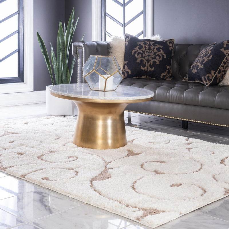 Botanical Bliss Shag Collection Area Rug - Blossomdale Rectangle Ivory Brown  lifestyle 28