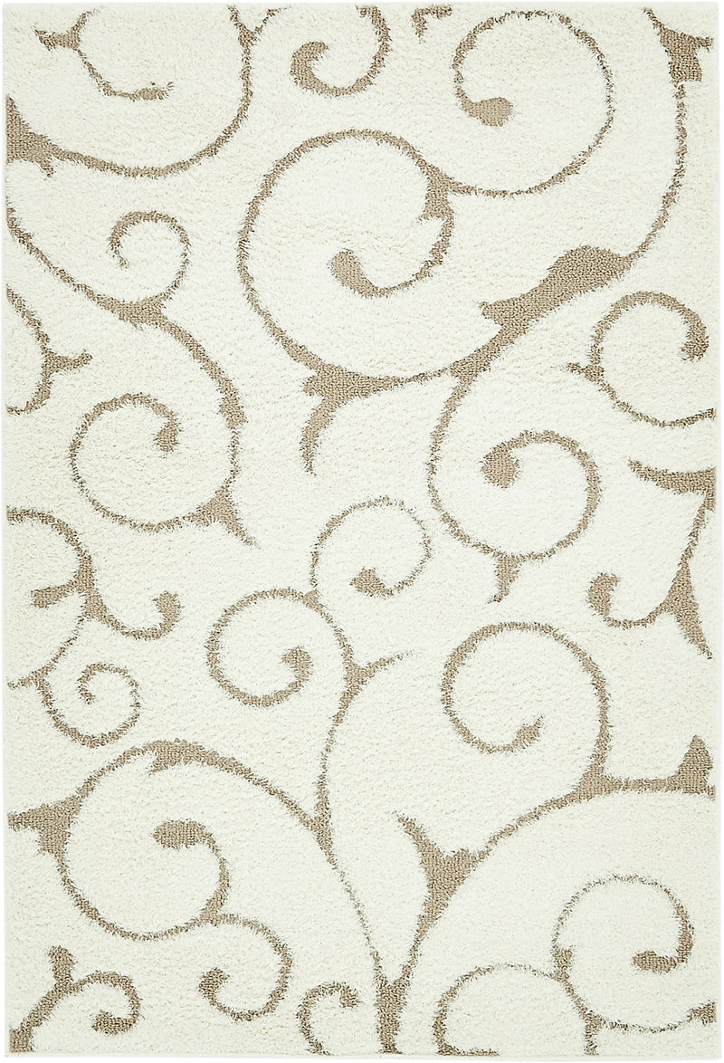 Botanical Bliss Shag Collection Area Rug - Blossomdale Rectangle Ivory Brown  lifestyle 5
