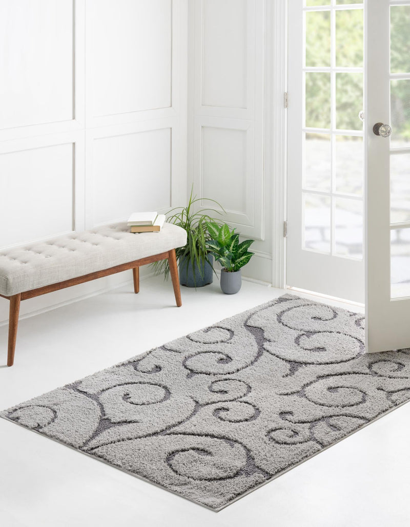 Botanical Bliss Shag Collection Area Rug - Blossomdale Rectangle Light Gray and Gray  lifestyle 43