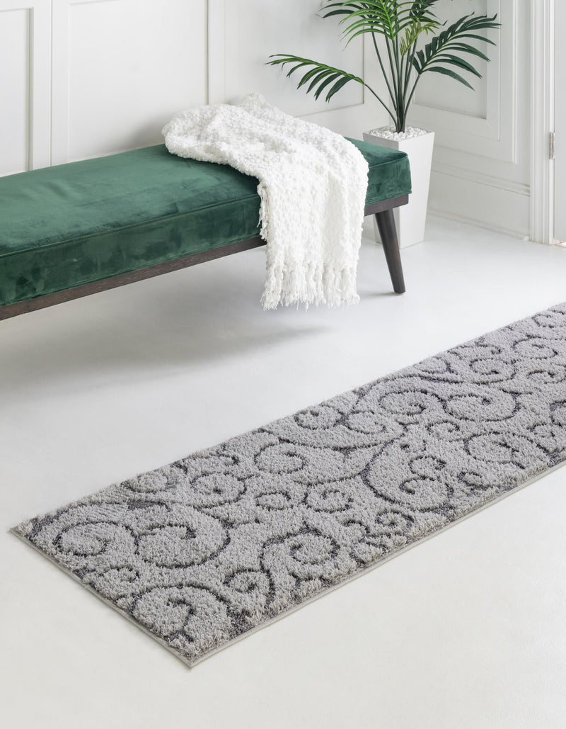 Botanical Bliss Shag Collection Area Rug - Blossomdale Runner Light Gray and Gray  lifestyle 56