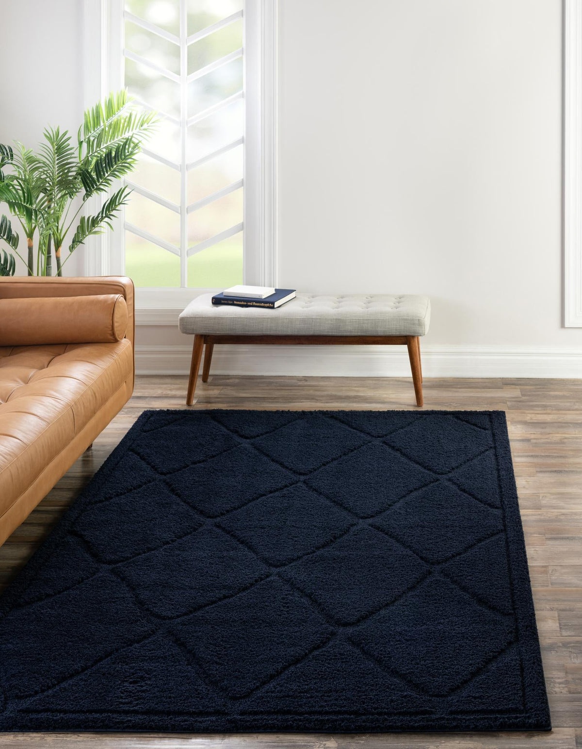 Trellis Haven Collection Area Rug - Havenwood Rectangle Navy Blue  lifestyle 5