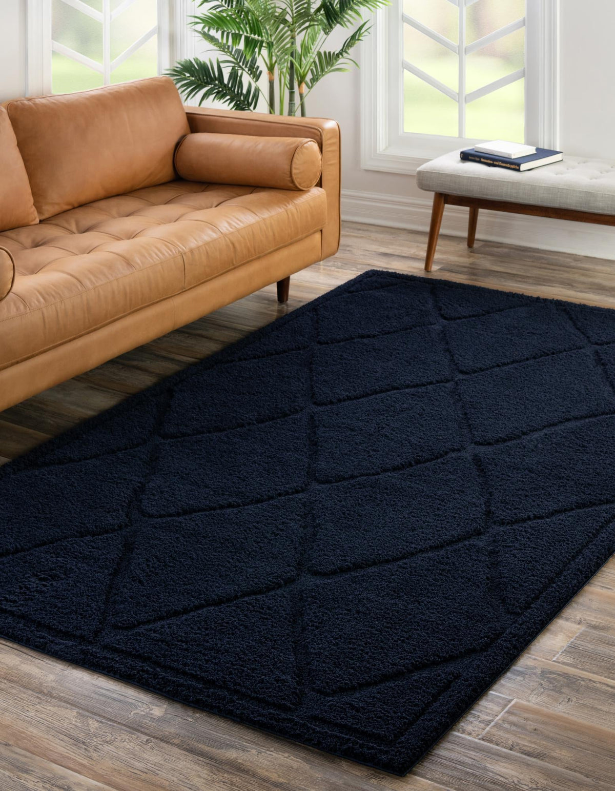 Trellis Haven Collection Area Rug - Havenwood Rectangle Navy Blue  lifestyle 10