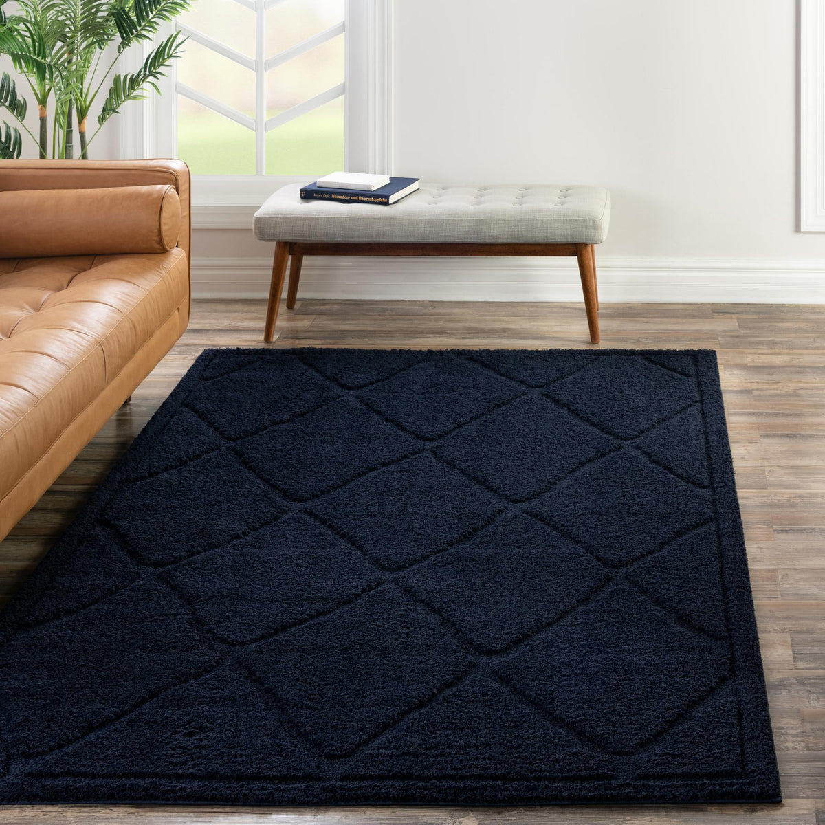 Trellis Haven Collection Area Rug - Havenwood Rectangle Navy Blue  lifestyle 71