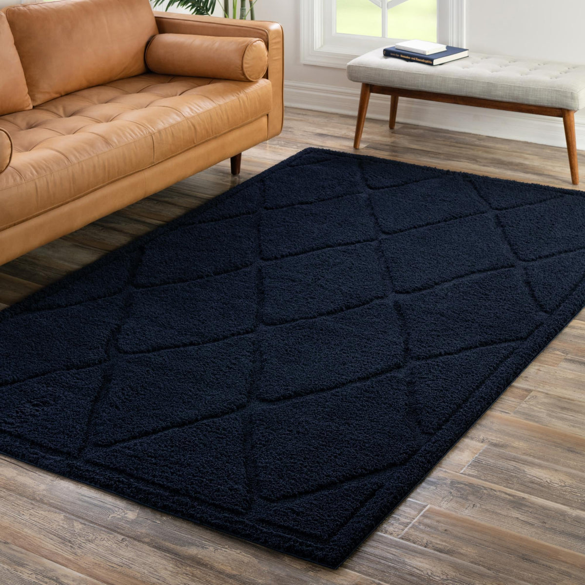 Trellis Haven Collection Area Rug - Havenwood Rectangle Navy Blue  lifestyle 73