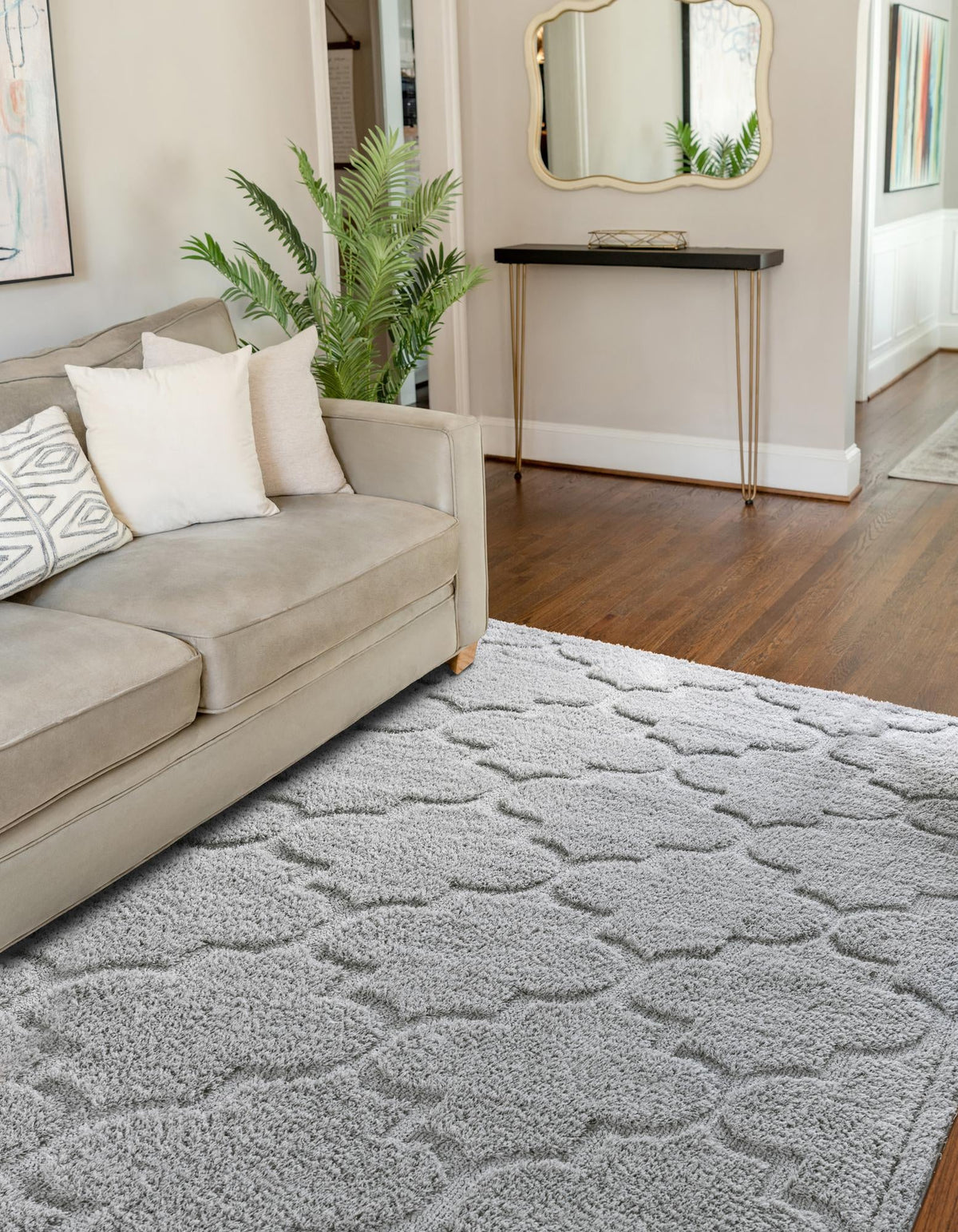 Trellis Haven Collection Area Rug -  Havencrest Rectangle Gray  lifestyle 21
