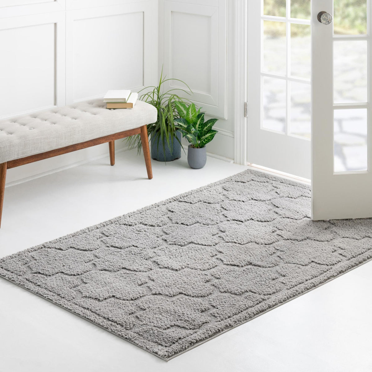 Trellis Haven Collection Area Rug -  Havencrest Rectangle Gray  lifestyle 81